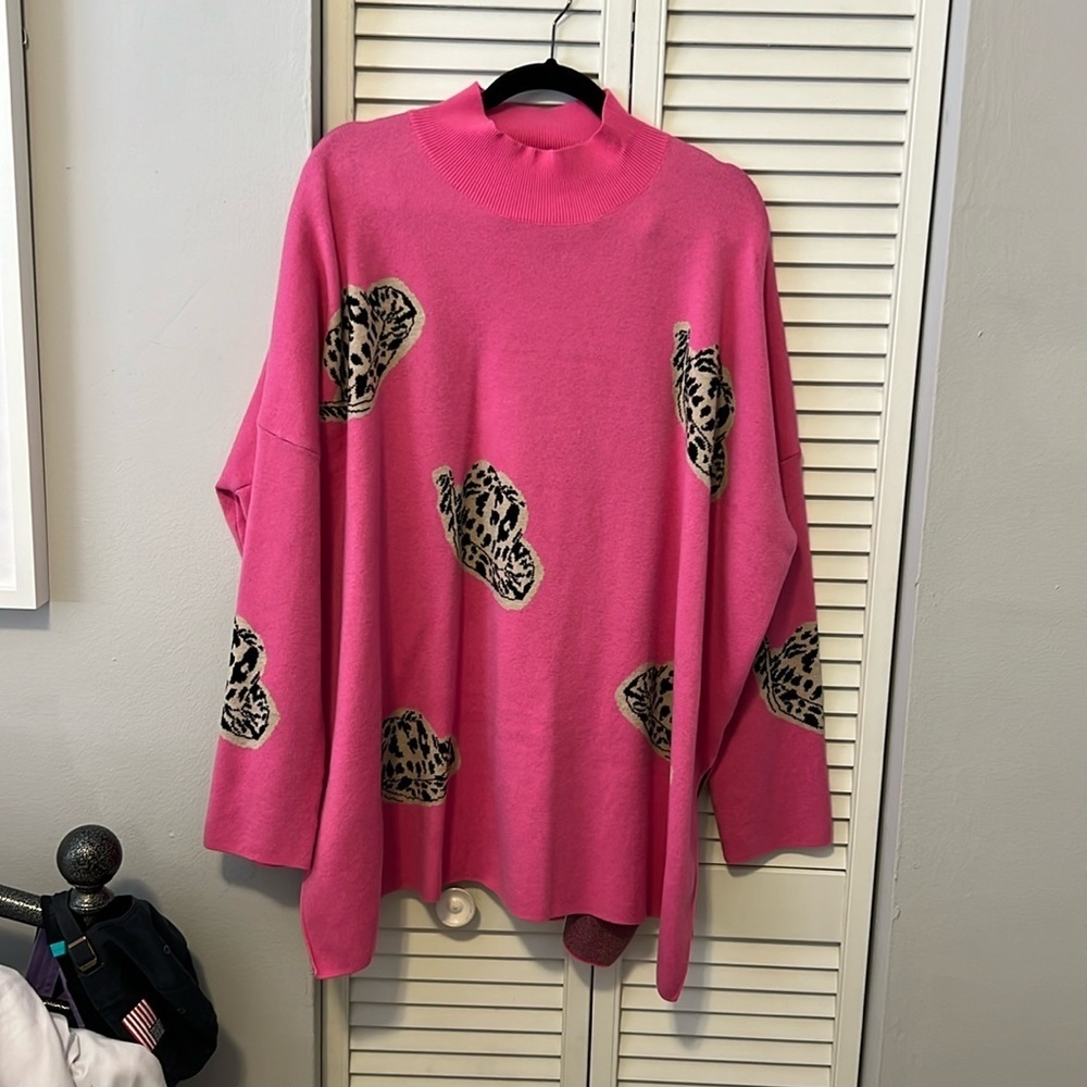 Chic Soul Cowboy Hat Pink Sweater